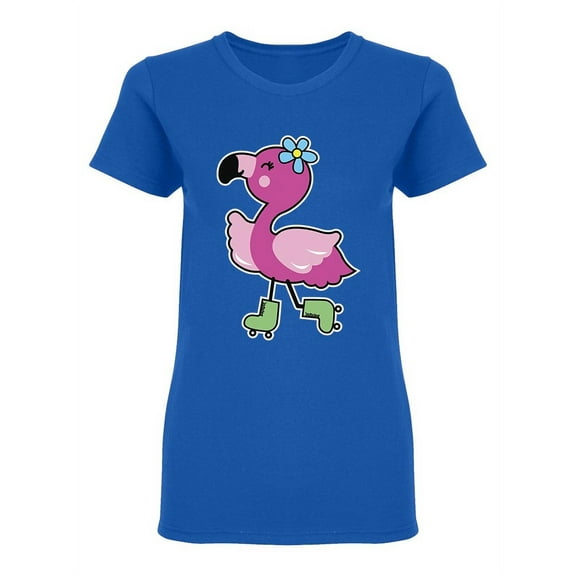 Happy Flamingo Skater Shaped T-Shirt Women -Image by Shutterstock, Female Medium