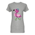 thumbnail image 1 of Happy Flamingo Skater Shaped T-Shirt Women -Image by Shutterstock, Female XX-Large, 1 of 2