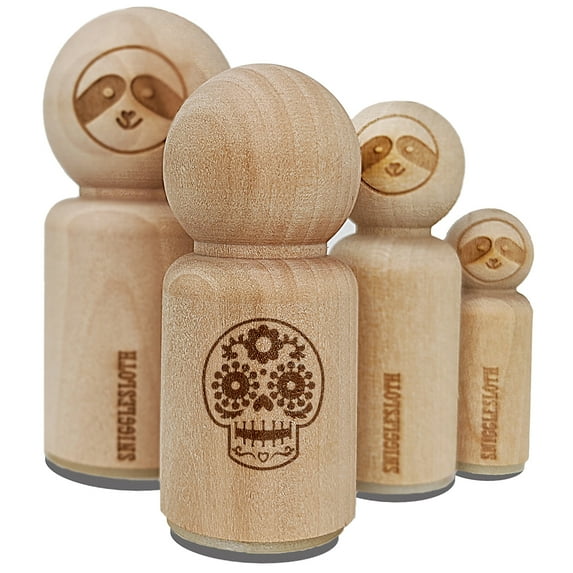 Happy Floral Sugar Skull Dia De Los Muertos Rubber Stamp for Scrapbooking Crafting Stamping - Large 1-1/4 Inch