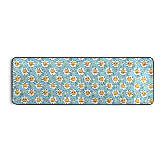Happy Flower Pattern Runner Rug 24x72 Inch Cushioned Non Slip Soft Absorbent Floor Mat