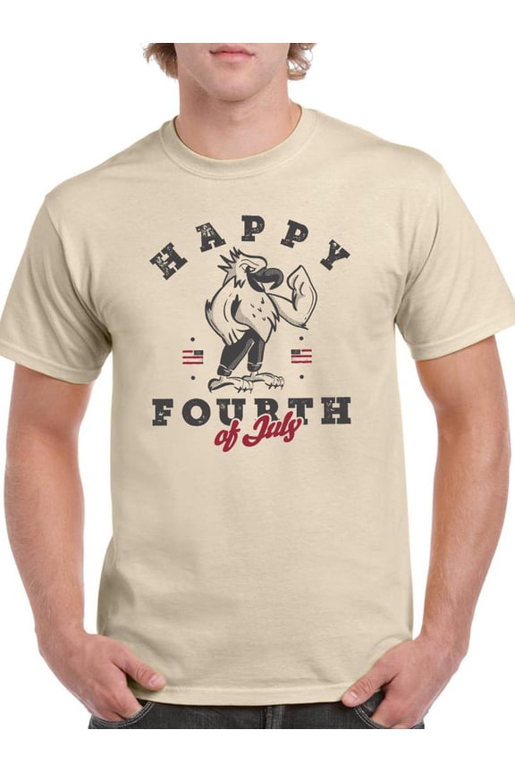 Happy Fourth Of July Eagle T-Shirt Men -Smartprints Designs, Male Large