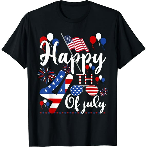 Happy Fourth Of July Patriotic US American Flag 4th Of July T-Shirt