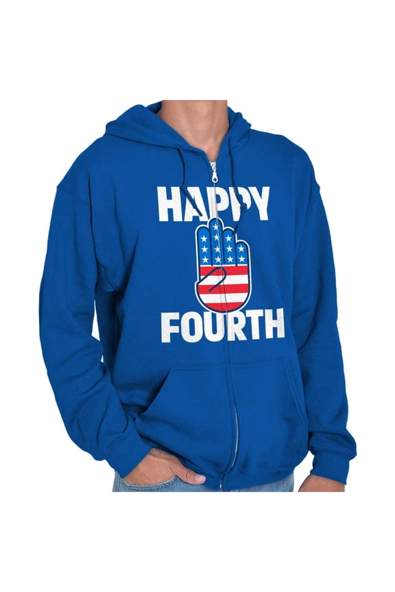 Happy Fourth of July American Patriot Unisex Fleece Graphic Zip Up Hoodie Brisco Brands 3X