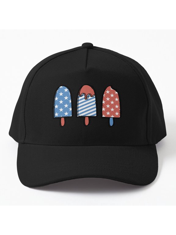 Happy Fourth of July Ice Cream Baseball Cap, Summer Dessert Celebration Design, Classic Hat
