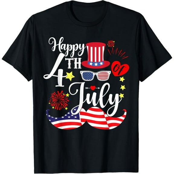 Happy Fourth of July Sunglasses American Flag 4th Of July T-Shirt Tee