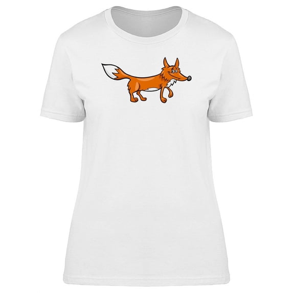 Happy Fox Cartoon T-Shirt Women -Image by Shutterstock, Female x-Large