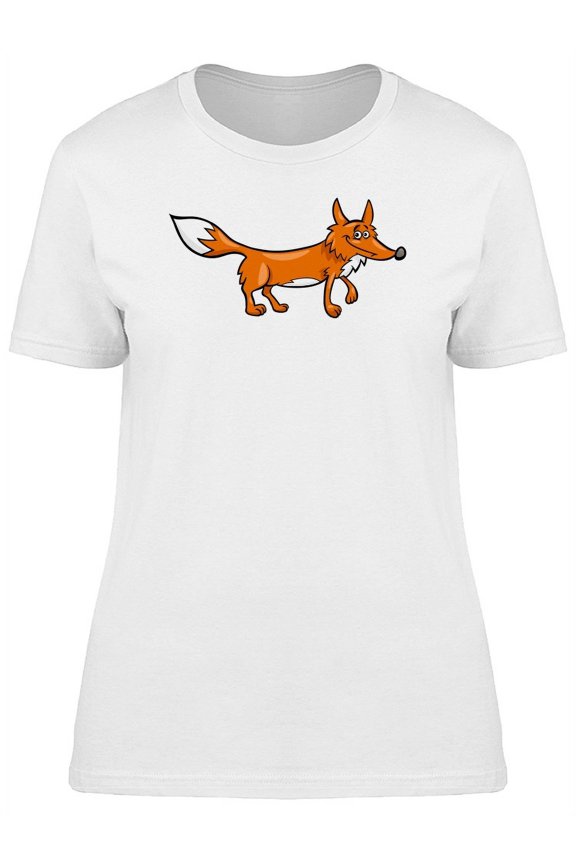 Happy Fox Cartoon T-Shirt Women -Image by Shutterstock, Female x-Large