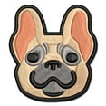 thumbnail image 1 of Happy French Bulldog Frenchie Dog Head Applique Multi-Color Embroidered Iron-On Patch - 3 Inch Medium, 1 of 5