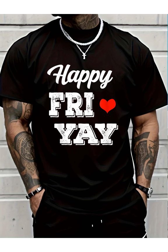 Happy Fri-Yay Friday Lovers Fun Teacher, Fri Yay week end T-Shirt Soft Cotton Lightweight Casual Graphic Tee,Casual Summer Fashion T-shirt