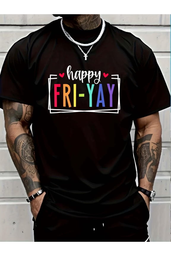 Happy Fri-Yay Funny Friday Funny Teacher T-Shirt for Men Women Soft Cotton Lightweight Casual Graphic Tee,Casual Summer Fashion T-shirt