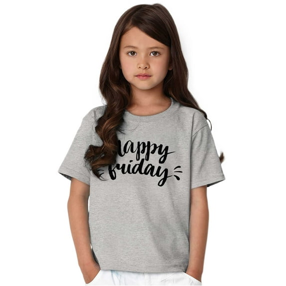 Happy Friday Weekend Vibes Fun TGIF Girls Kids T Shirt Tees Teen Brisco Brands L