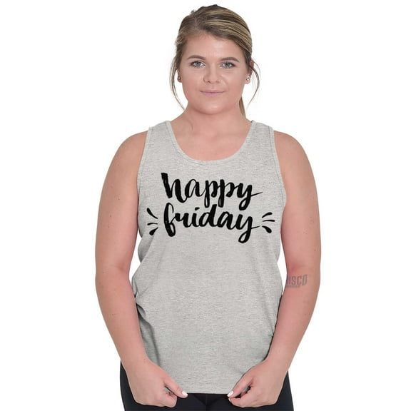 Happy Friday Weekend Vibes Fun TGIF Womens Plus Size Graphic Tank Top Brisco Brands 3X