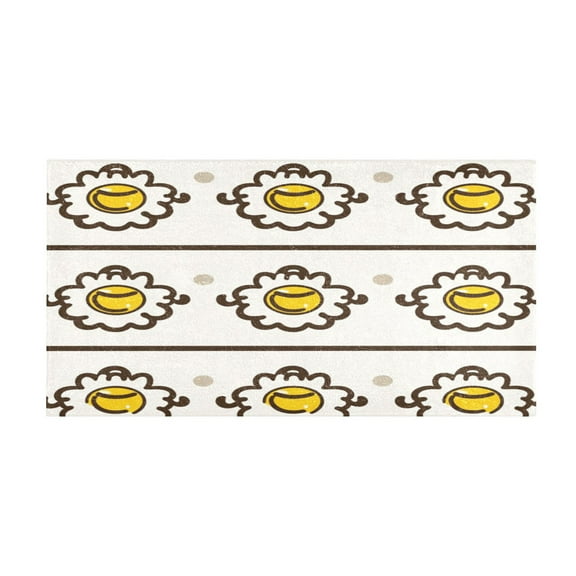 Happy Fried Egg Pattern 39x20" Bath Mat Carpet, Absorbent and Non-Slip for Kitchen or Bathroom, Quick-Drying