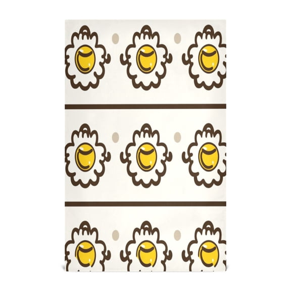 Happy Fried Egg Pattern Kitchen Towels Dishcloth Decorative Waffle Towels Multi Use Tea Towel Dish Cloths 28x18in