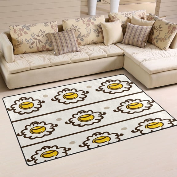Happy Fried Egg Pattern Soft Polyester Area Rug 31''x20'', Non Slip, Memory Foam, Water Absorbent