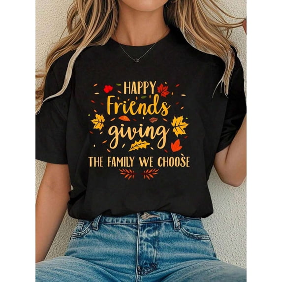 Happy Friendsgiving Friends & Family Fall Thanksgiving Women T‑Shirt
