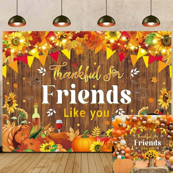 Happy Friendsgiving Party Backdrop Thankful for Friends Like You Photography Background Fall Thanksgiving Friends Giving Give Thanks Party Decorations Banner Supplies Photo Booth Props