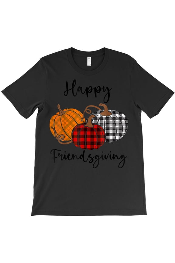 Happy Friendsgiving Plaid Thanksgiving Men Women Kids, G6607 Unisex T-Shirt, Up to Size 5XL