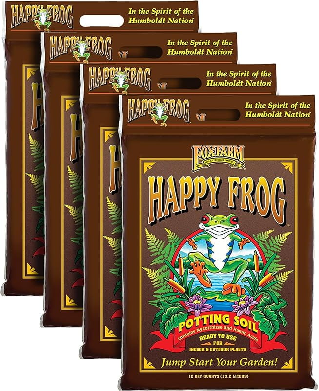 Happy Frog Potting Soil, 12qt – for Indoor/Outdoor Container Plants, Improves Root Efficiency, pH Adjusted for Optimal Nutrient Uptake – Contains Microbes and Humic Acids (Pack of 4)