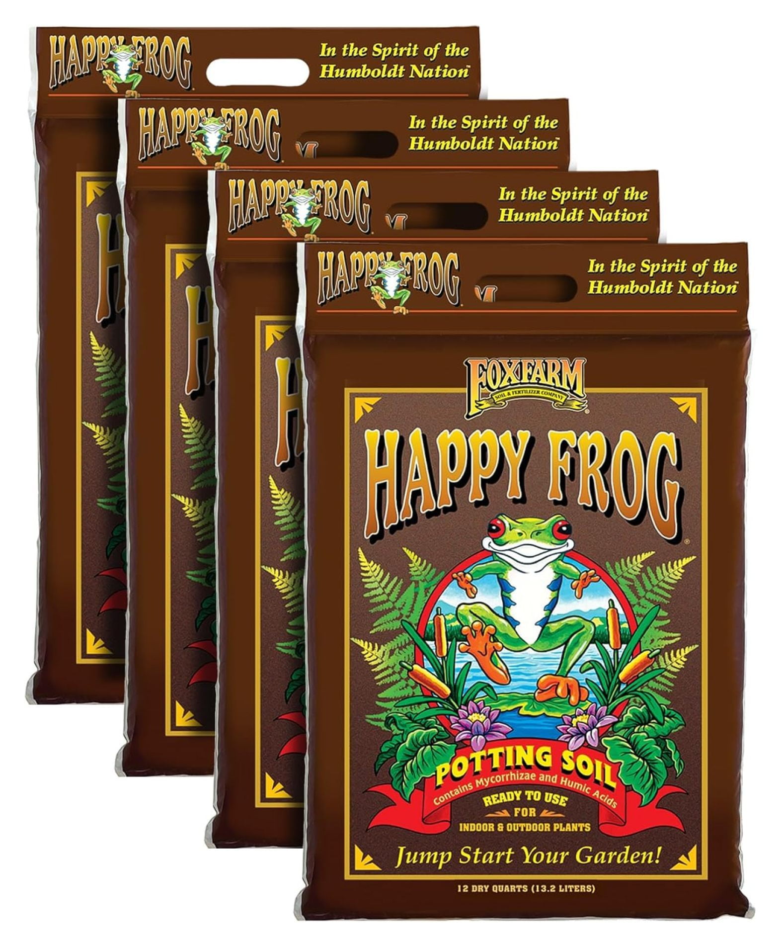 Happy Frog Potting Soil, 12qt – for Indoor/Outdoor Container Plants, Improves Root Efficiency, pH Adjusted for Optimal Nutrient Uptake – Contains Microbes and Humic Acids (Pack of 4)