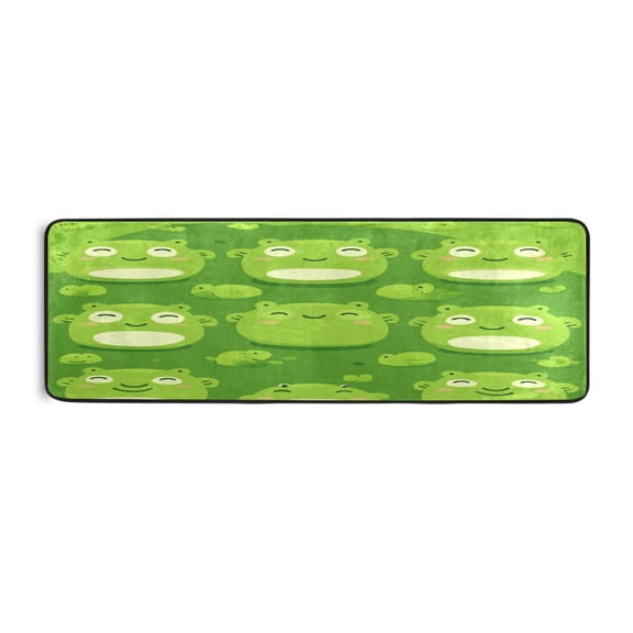 Happy Frogs 72x24" Runner Rug, Non-Slip Memory Foam Cushion, Anti-Crease for Hallways and Bedrooms