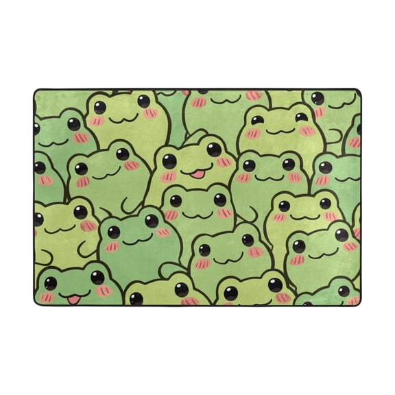 Happy Frogs Rug 72x48in Memory Foam Absorbent Non Slip Plush for Living Room Office Bedroom