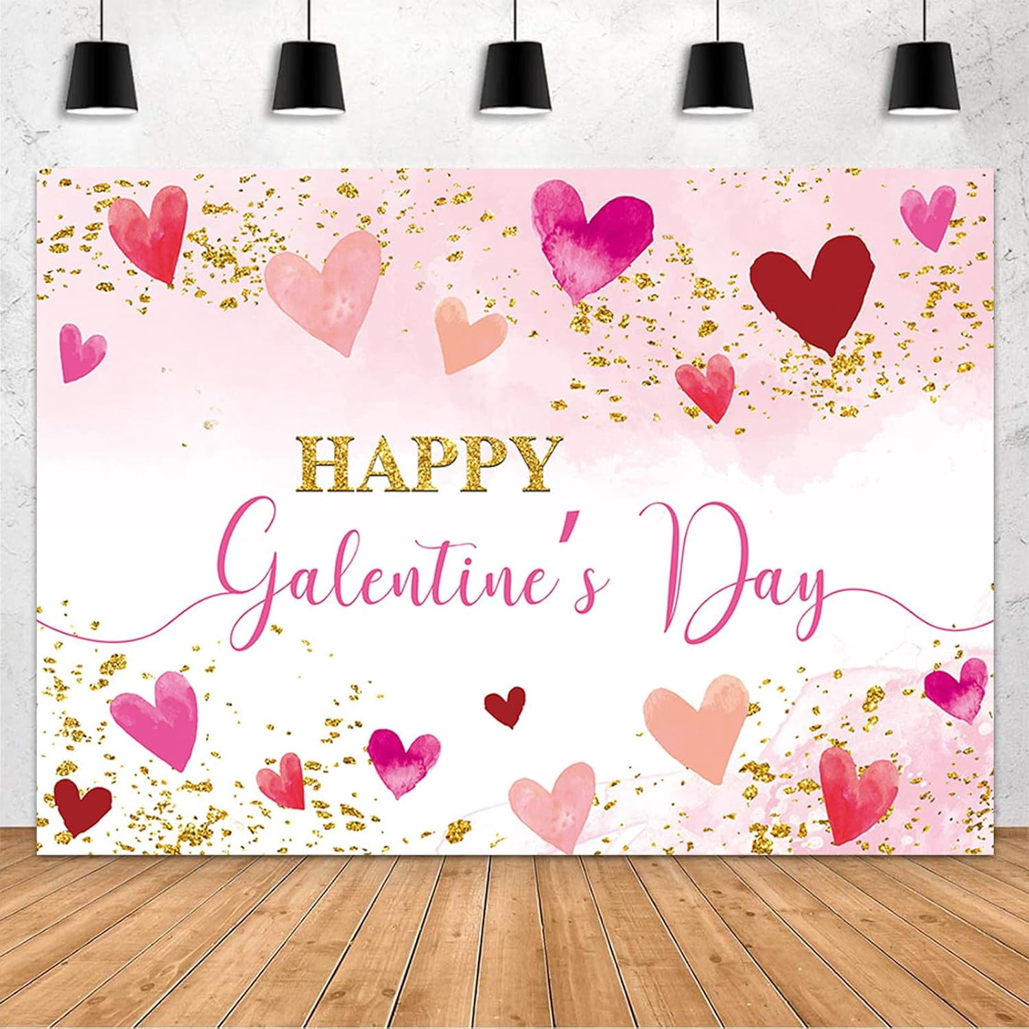 Gifloon 'Happy Galentine's Day' Banner – Vorgefädelt, Rot Mit Glitzer, Für Valentinstags-Partys