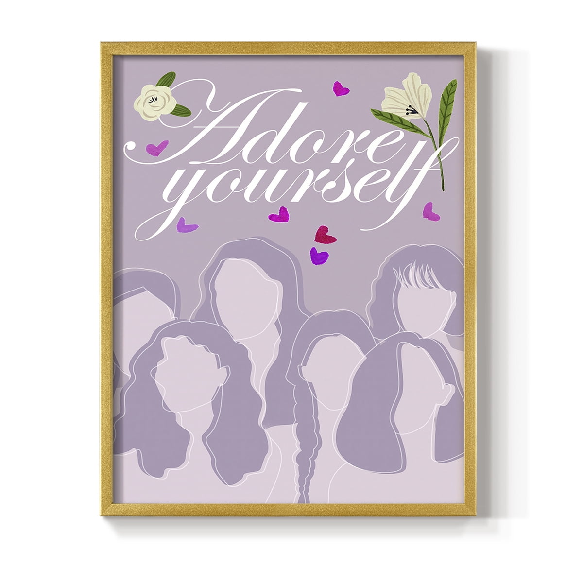 Happy Galentine's Day Collection B Framed Print in Gold Solid Wood Framed Print No Nail Hanging