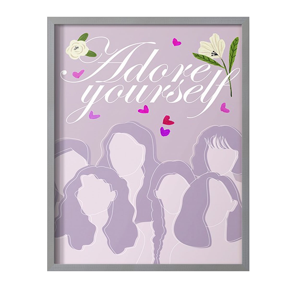 Happy Galentine's Day Collection B Framed Print in Gray Solid Wood Framed Print No Nail Hanging