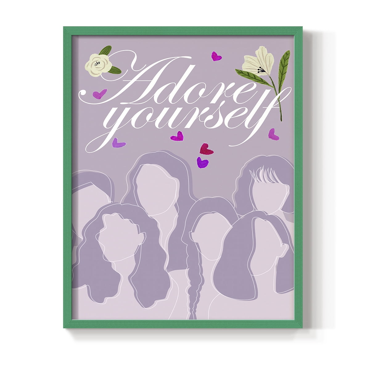 Happy Galentine's Day Collection B Framed Print in Green Solid Wood Framed Print No Nail Hanging