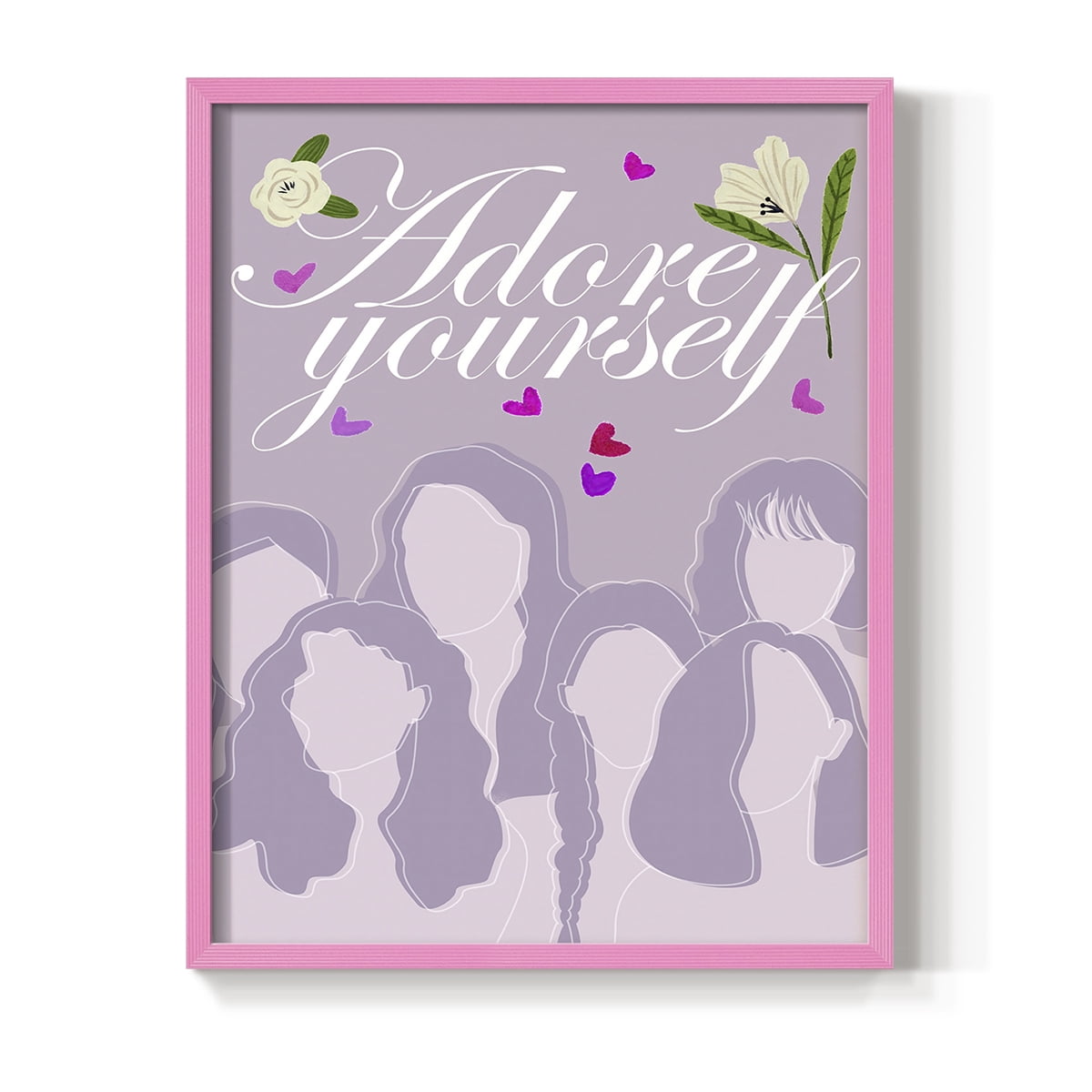 Happy Galentine's Day Collection B Framed Print in Pink Solid Wood Framed Print No Nail Hanging
