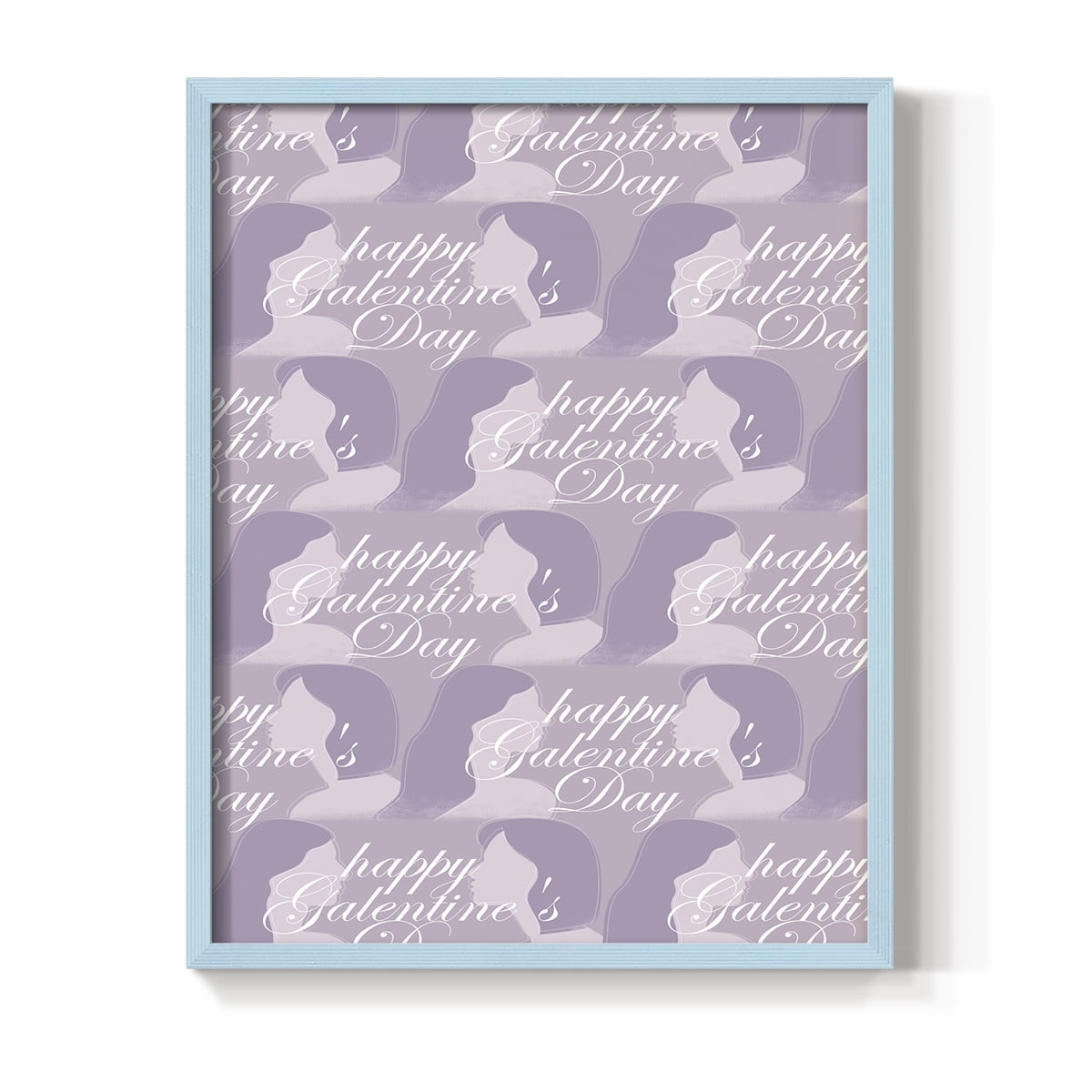 Happy Galentine's Day Collection E Framed Print in Blue Solid Wood Framed Print No Nail Hanging