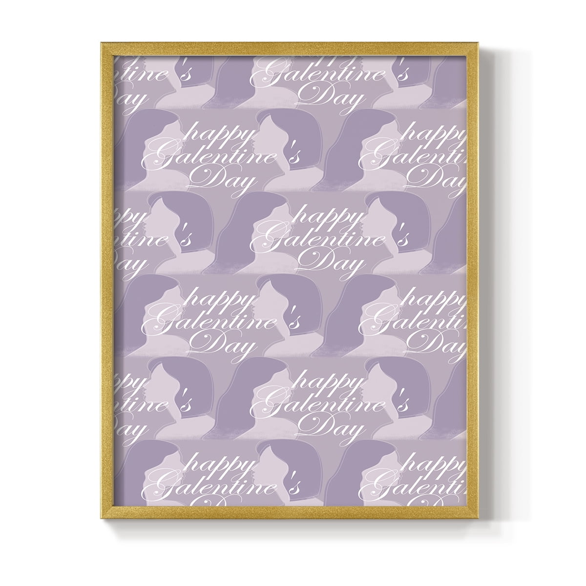 Happy Galentine's Day Collection E Framed Print in Gold Solid Wood Framed Print No Nail Hanging