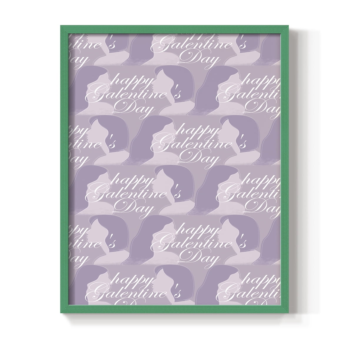 Happy Galentine's Day Collection E Framed Print in Green Solid Wood Framed Print No Nail Hanging