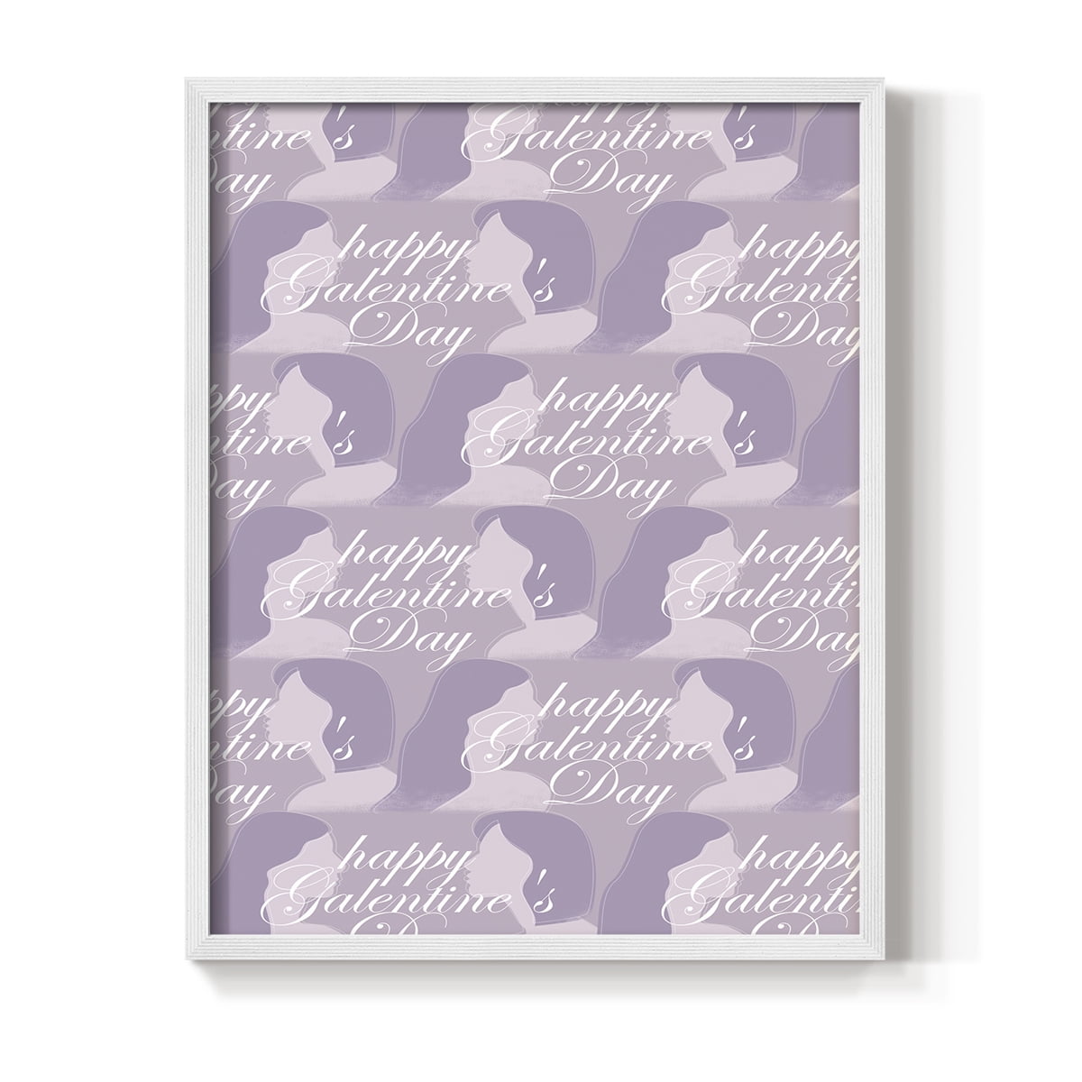 Happy Galentine's Day Collection E Framed Print in White Solid Wood Framed Print No Nail Hanging
