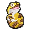 thumbnail image 1 of Happy Gecko Lizard Holding Tail Applique Multi-Color Embroidered Hook & Loop Patch - 3 Inch Medium, 1 of 5