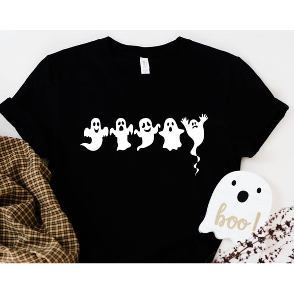Happy Ghost Graphic Tee Funny Halloween Shirt