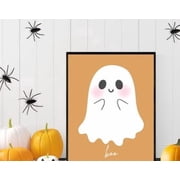 Happy Ghost Halloween Poster Cute Wall Art, Poster Only