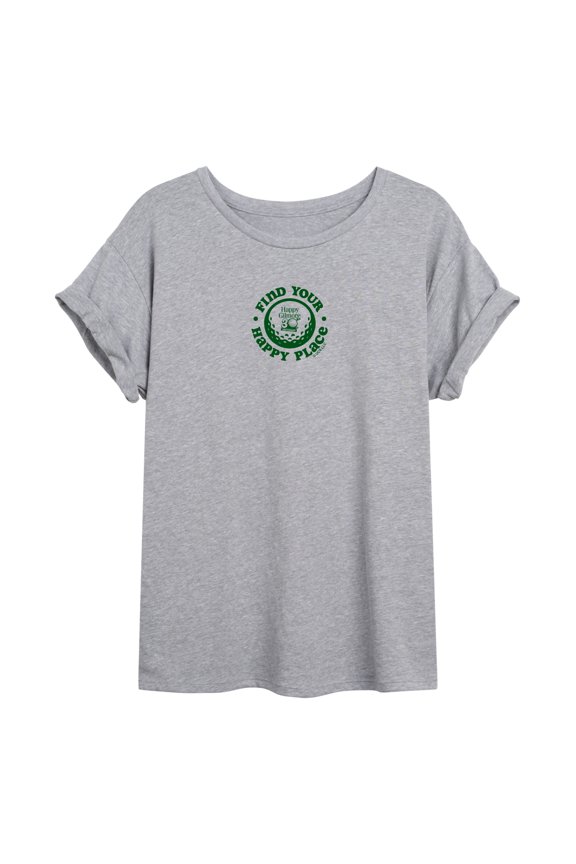 - Find Your Happy Place - Juniors Oversized Graphic T-Shirt