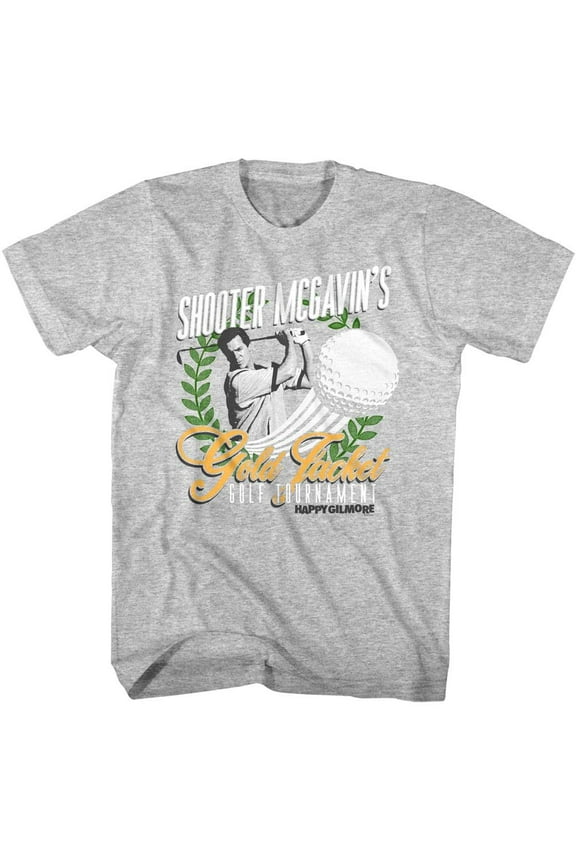 Happy Gilmore Shooter McGavins Gold Jacket Men's T Shirt (GrayHeather, AdultL)