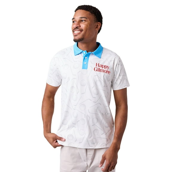Happy Gilmore Logo Adult White Short Sleeve Golf Polo Medium
