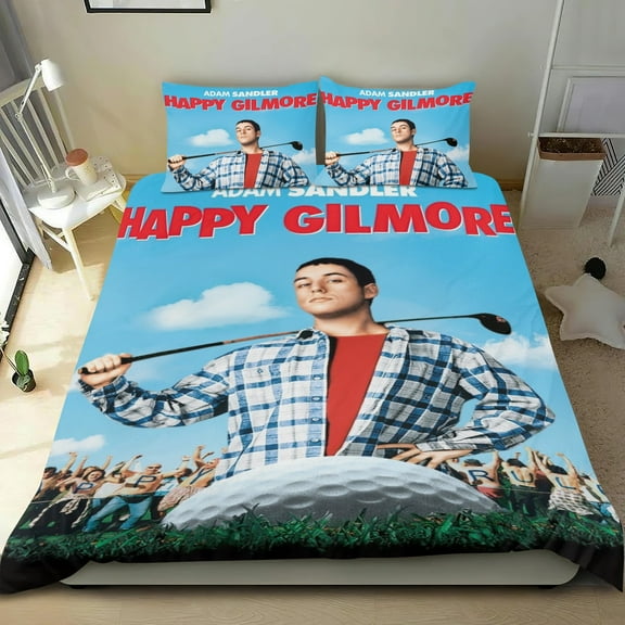 Happy Gilmore Themed Bed Sheet Set Three Piece Set 53x79 In ches Comfortable And Skin Friendly Unique Design Creating A Star Studded Night Home Decor Gifts For Family Friends fans