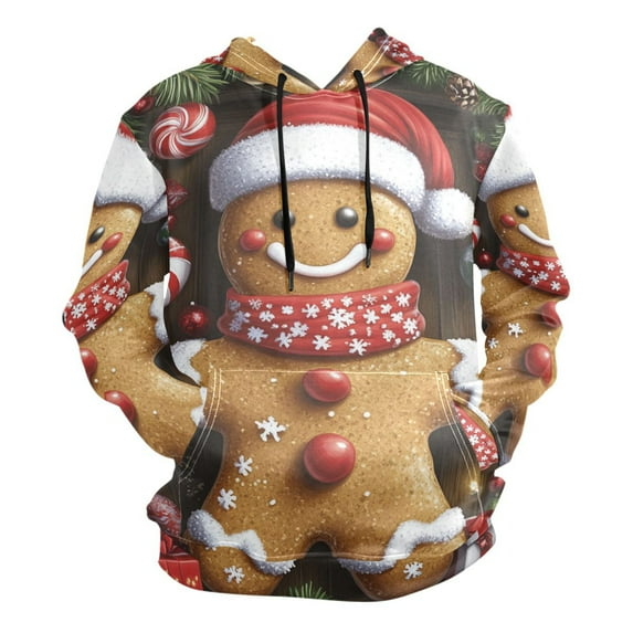 Happy Gingerbread Man Men’s Hoodies Sweatshirt Fleece Jackets Long Sleeve Sweatshirts