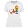 thumbnail image 1 of Happy Girl With Dog Pet T-Shirt Women -Image by Shutterstock, Female Medium, 1 of 2