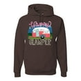 thumbnail image 1 of Happy Glamper | Fancy Camping Camper Van Caravan | Nature Lover Unisex Hoodie Sweatshirt, Brown, M, 1 of 5