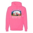 thumbnail image 1 of Happy Glamper | Fancy Camping Camper Van Caravan | Nature Lover Unisex Hoodie Sweatshirt, Neon Pink, XL, 1 of 5