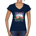 thumbnail image 1 of Happy Glamper | Fancy Camping Camper Van Caravan | Nature Lover Women's Standard V-Neck Tee, Navy, L, 1 of 5