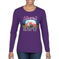 thumbnail image 1 of Happy Glamper | Fancy Camping Camper Van Caravan | Nature Lover Womens Long Sleeve T-Shirt, Purple, S, 1 of 5