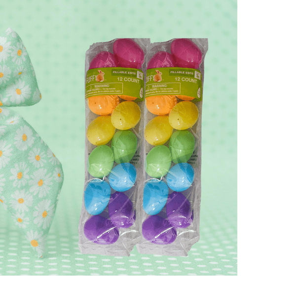Happy Go Fluffy Multi-Color Easter Eggs, Plastic - 2 Pack, 2.25" Eggs