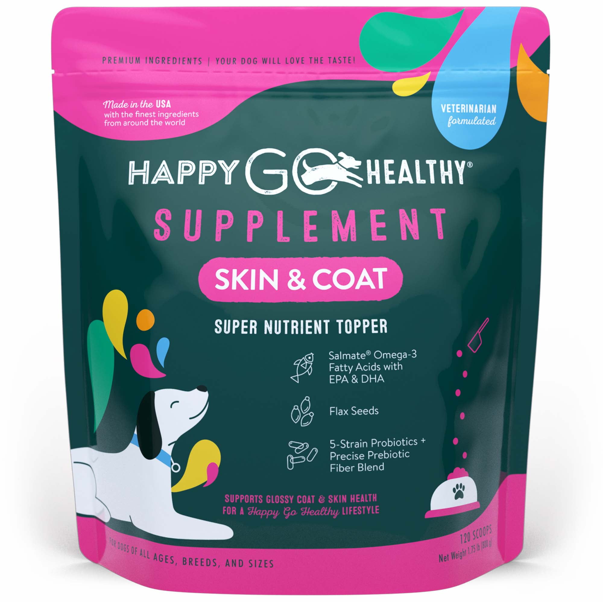 Happy Go Healthy Skin & Coat Supplements for Dogs Probiotic